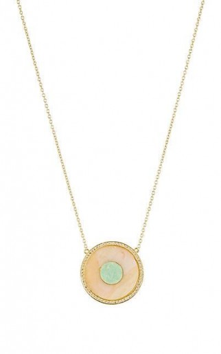 JENNIFER MEYER Pink Opal and Green Turquoise Evil Eye Pendant Necklace ~ luxe pendants
