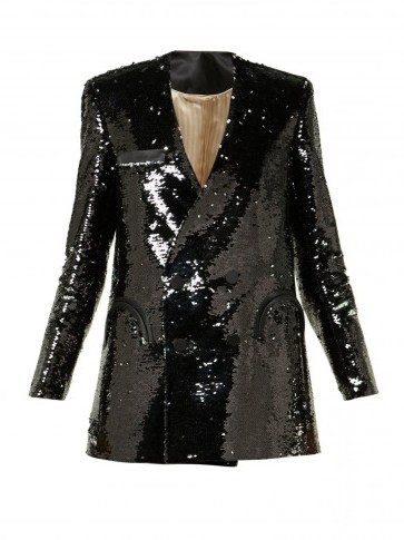 BLAZÉ MILANO Kelpie black sequinned double-breasted blazer / shimmering jackets - flipped