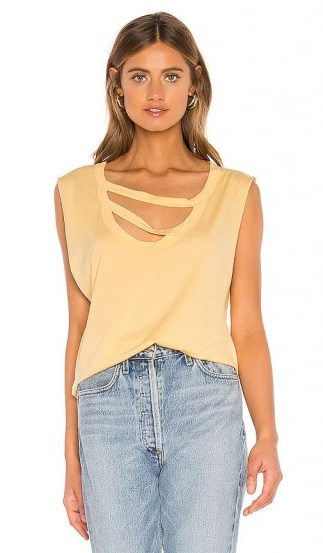 LA Made Nolan Tank in Mellow Yellow | sleeveless cut-out top - flipped