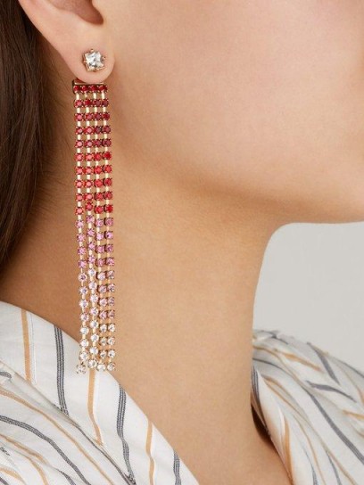 JACQUEMUS Les Boucles Monaco crystal drop earrings in red ~ glamorous statement drops