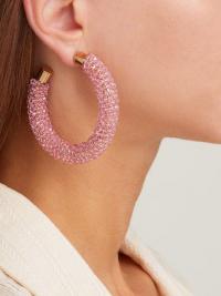 JACQUEMUS Les Creoles Brila pink crystal hoop earrings ~ large luxe hoops