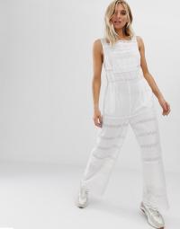 L.F.Markey Beau jumpsuit in broderie anglaise in white | feminine summer jumpsuits