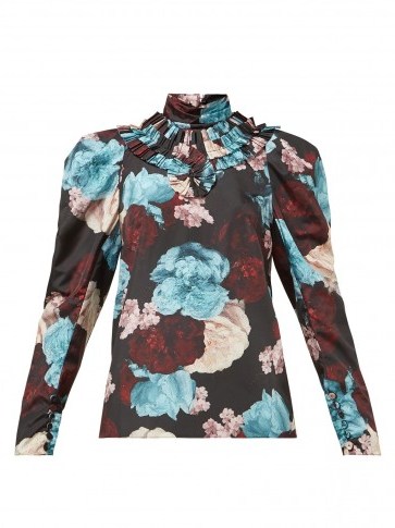 ERDEM Lilia floral-print taffeta blouse ~ Victorian romance - flipped
