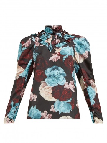 ERDEM Lilia floral-print taffeta blouse ~ Victorian romance