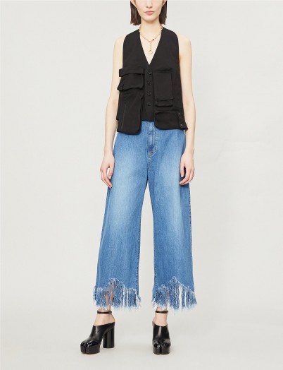 LIMI FEU Frayed-hem wide high-rise jeans | fringed hems
