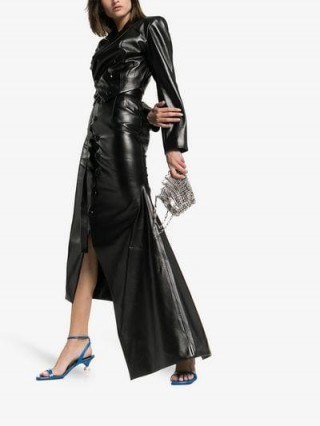 Matériel Asymmetric Midi Skirt in black / faux leather fashion - flipped
