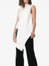 Matériel Sleeveless Apron Shirt in White | asymmetric spring fashion