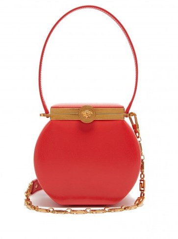 VERSACE Medusa-clasp leather shoulder bag in red ~ small vintage style handbag - flipped