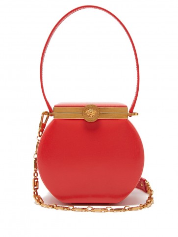 VERSACE Medusa-clasp leather shoulder bag in red ~ small vintage style handbag