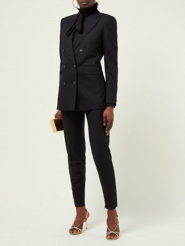 SAINT LAURENT Metallic-pinstriped double-breasted crepe blazer | Matches Fashion - flipped