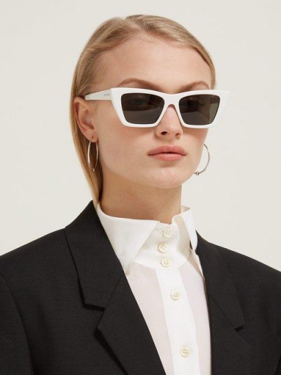 SAINT LAURENT Mica cat-eye acetate sunglasses in white | retro eyewear