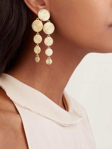JOELLE KHARRAT Monta gold-plated clip-on drop earrings / double disc drops