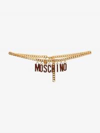 Moschino Gold Tone Logo Lettering Chain Belt / designer belts