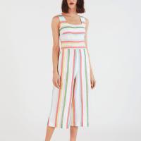 MULTI STRIPE JUMPSUIT | Cath Kidston | multi-directional panels designed to flatter your figure | cropped cut and a squared off scoop neckline, plus front pockets