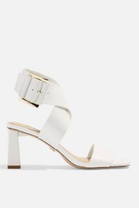 Topshop NATALIA White Buckle Sandals in White | cross front spring shoes
