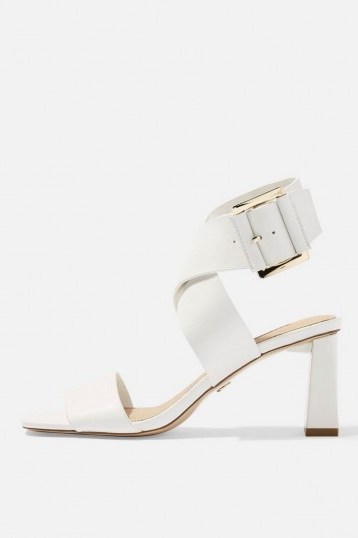 Topshop NATALIA White Buckle Sandals in White | cross front spring shoes - flipped