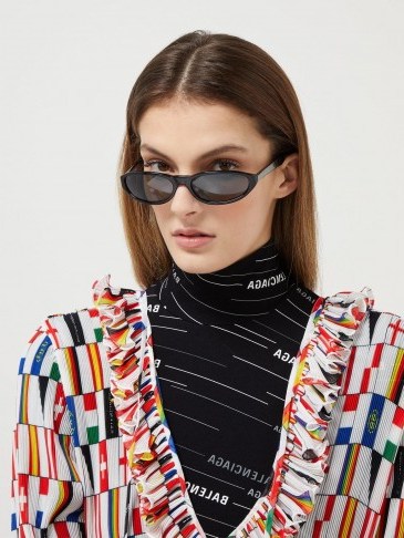 BALENCIAGA Neo mirrored oval-frame acetate sunglasses | Matches Fashion - flipped