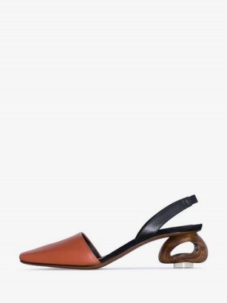 Neous Sarco 55 Pumps in brown and black / sculptural wooden heels / contemporary slingbacks - flipped