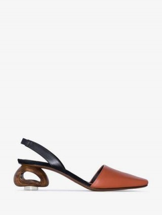 Neous Sarco 55 Pumps in brown and black / sculptural wooden heels / contemporary slingbacks