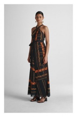 WHISTLES Paisley Scarf Maxi Dress in Black / Multi ~ effortless vacation glamour - flipped