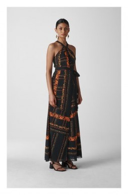WHISTLES Paisley Scarf Maxi Dress in Black / Multi ~ effortless vacation glamour
