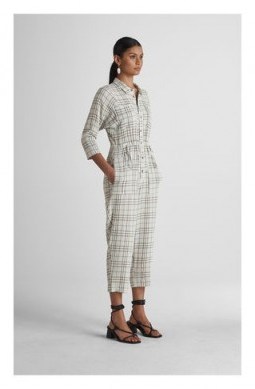 WHISTLES Alphina Check Jumpsuit Grey / Multi - flipped