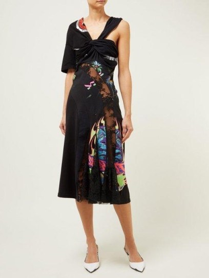MARINE SERRE Patchwork floral-lace and cotton jersey midi dress | Matches Fashion - flipped