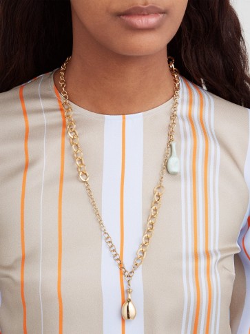 ROKSANDA Perfume bottle-pendant necklace ~ gold-tone chunky chain necklaces