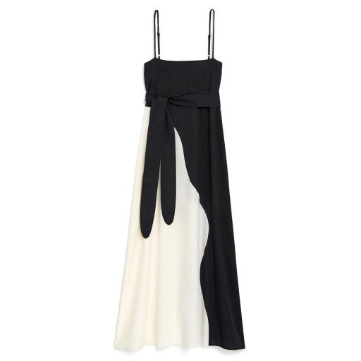 Mara Hoffman PHILOMENA DRESS in Rima Colorblock ~ black and white colourblock thin strap maxi - flipped