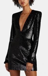 PHILOSOPHY DI LORENZO SERAFINI Sequined V-Neck Minidress in black ~ party glamour ~ glamorous deep V-front mini dress