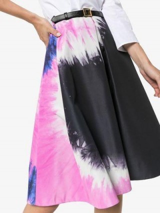 Prada Tie-Dye Faille A-Line Skirt Black and Pink