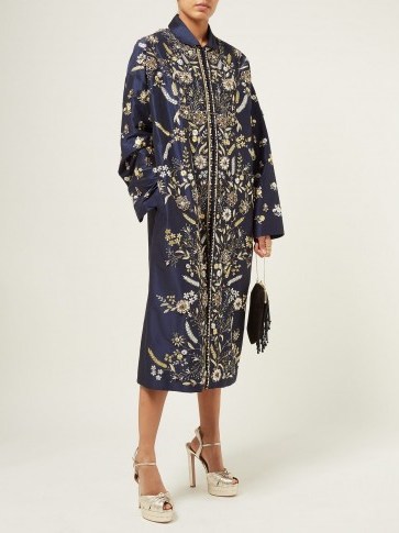BIYAN Risjavik crystal-embellished cotton-blend coat in navy / luxe floral coats - flipped