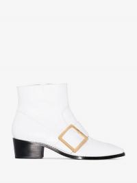 Roker White Whickham 35 Buckled Leather Ankle Boots / retro footwear