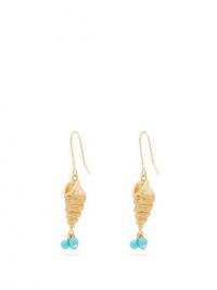 AURÉLIE BIDERMANN Roudoudou 18kt gold-plated shell drop earrings | turquoise drops | sea inspired jewellery
