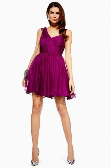 Topshop Ruched Purple Mini Dress | fit and flare party dresses - flipped
