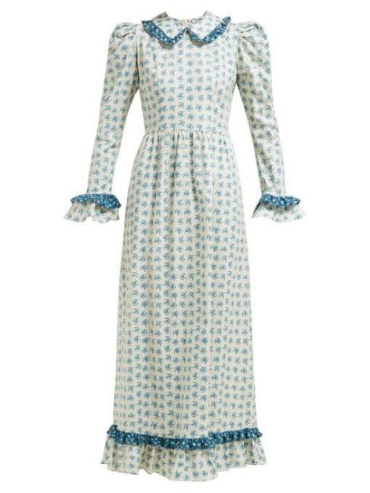 Prairie dresses | BATSHEVA Ruffled floral-print cotton dress in blue