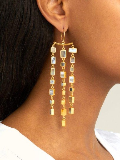PIPPA SMALL TURQUOISE MOUNTAIN Sasaani agate and gold-vermeil drop earrings