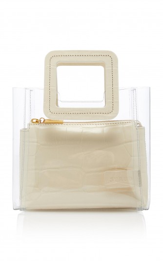 Staud Shirley Mini Croc-Effect Leather Bag in white | small luxe style handbag