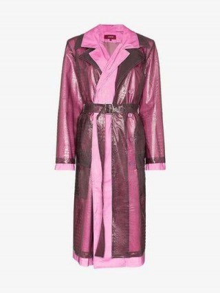 Sies Marjan Double Layered Croc-Effect Trench in pink and purple - flipped