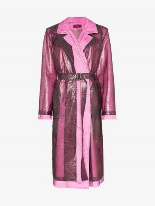 Sies Marjan Double Layered Croc-Effect Trench in pink and purple