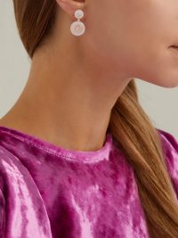 FERNANDO JORGE Signal 18kt gold, opal & rose quartz earrings | Matches Fashion | crafted in Italy from 18kt rose gold with circular pink opal and rose quartz ornaments that are embellished with tiny white diamonds
