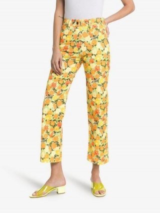 Simon Miller Winter Blossom Cotton Cropped Trousers in yellow, orange and green | retro prints / colours - flipped