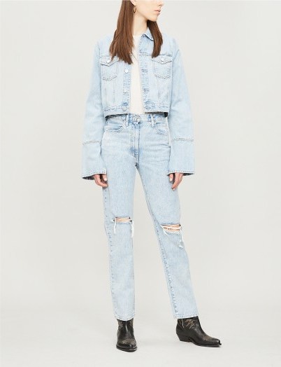 SLVRLAKE London ripped mid-rise skinny straight-leg jeans in time worn - flipped