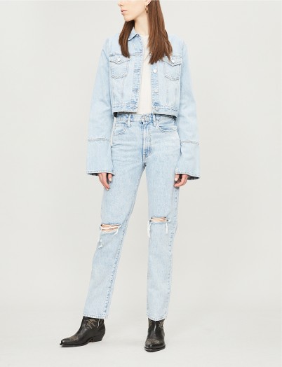 SLVRLAKE London ripped mid-rise skinny straight-leg jeans in time worn