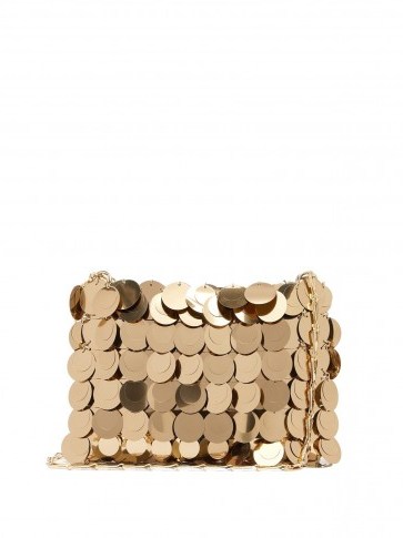 PACO RABANNE Sparkle 1969 embellished shoulder bag in gold ~ vintage style glamour - flipped