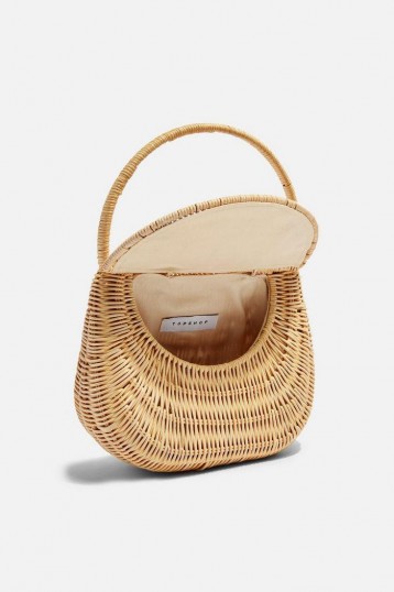 Topshop SPLIT Wicker Straw Mini Grab Bag in Natural | small summer flap bags