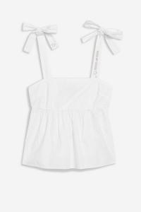 Topshop Star Embroidered Poplin Sun Top in White | summer tops