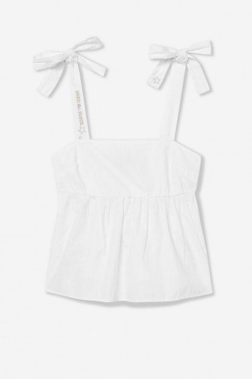 Topshop Star Embroidered Poplin Sun Top in White | summer tops - flipped