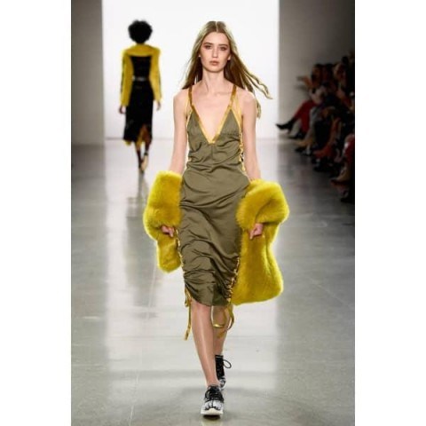 Street Slip Dress With Drawstring by VHNY | Wolf & Badger | green dress is casual and sporty - flipped
