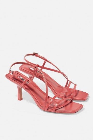 Topshop STRIPPY Heeled Sandals in Coral | vintage look strappy slingbacks - flipped